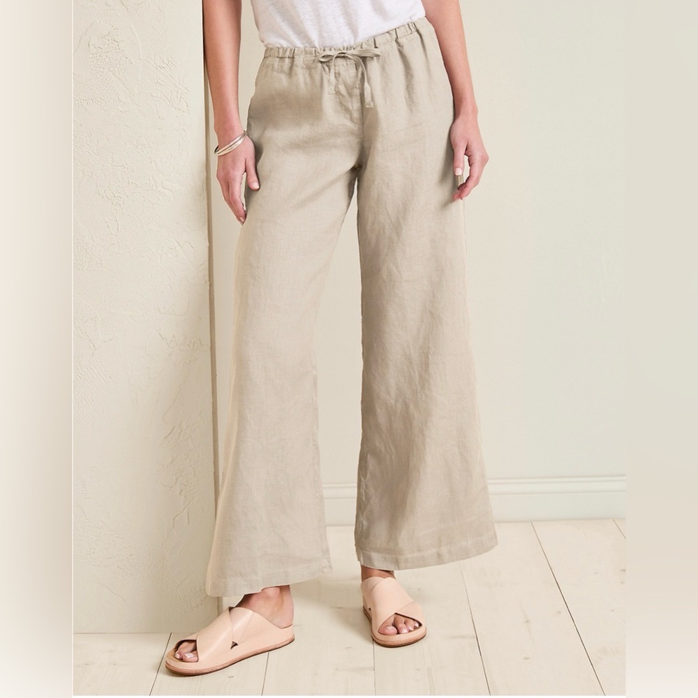 CP Shades Jenn Linen Pants Tan Beige Lightweight Beach Vacation European Flowy